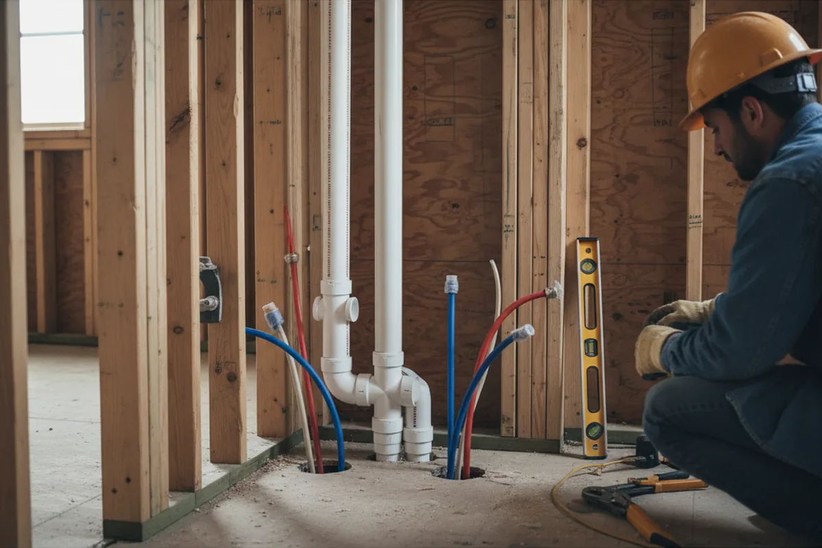 Drain and supply rough-in during Sump Pump Repair in Nanuet