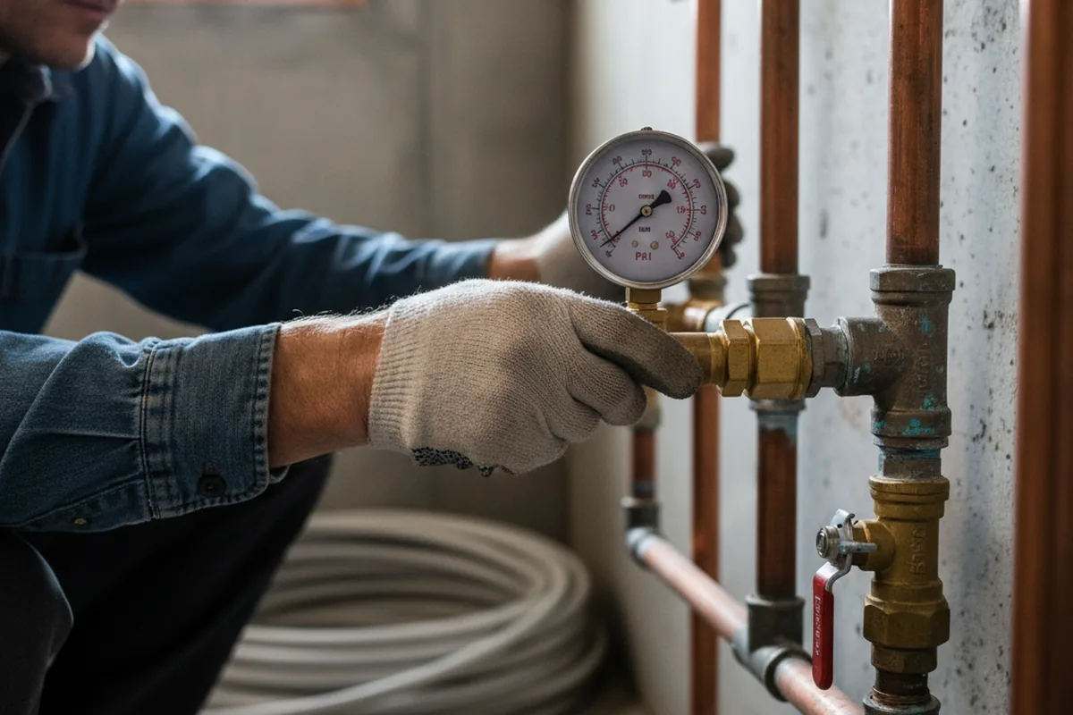 Pressure testing a repaired line during Water Line Repair in Nanuet
